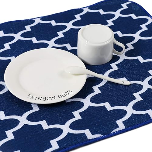 Miniatura 3 de Tapete de secado de platos Marruecos, absorbente de poliéster, lavable a máquina, de secado rápido, tapete escurridor de platos para encimera de