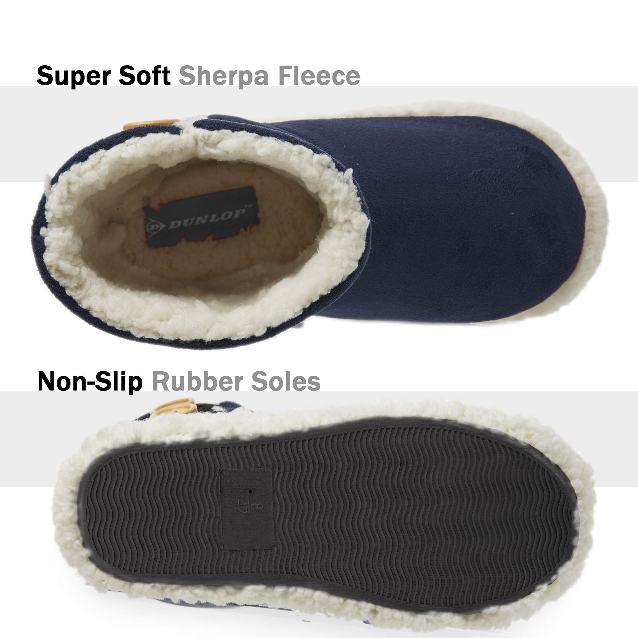 DUNLOP Pantofole Uomo a Stivaletto Invernali Peluche da Casa Ciabatte Memory Foam Antiscivolo 41-46