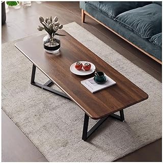 Coffee Table Modern Small Coffee Tables for Living Room Wood and Metal Industrial Center Table Spacious Oval Shaped Table for Living Room Small Space Home Office Decor (A01-Coffee)