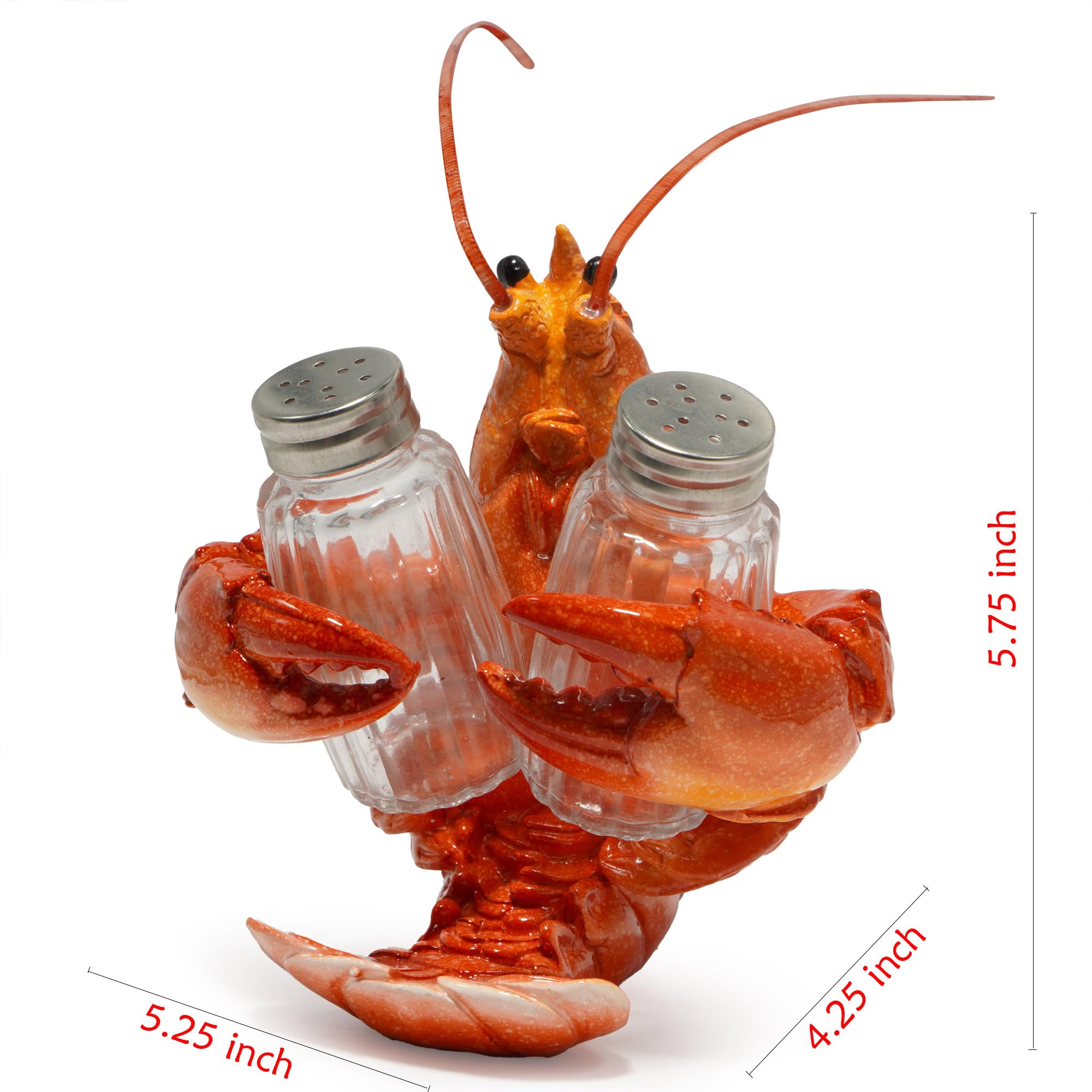 Hodao Home Gifts - Juego de figuras de langosta con salero y pimentero, decoración de bar de playa o cocina tropical, esculturas y decoración de mesa (naranja)
