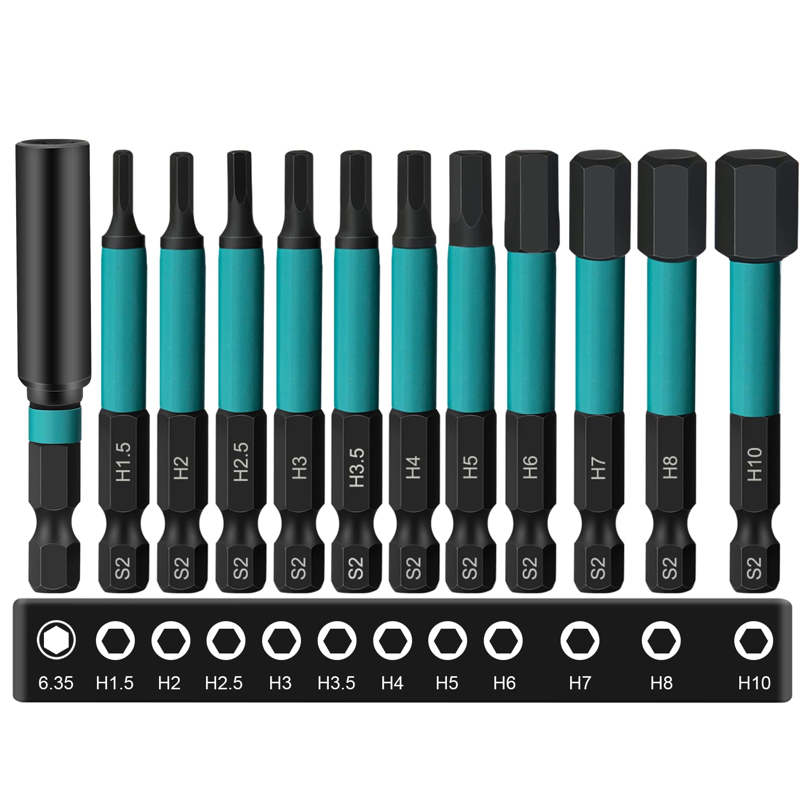 K Kwokker 11-Piece Impact Driver Bit Set Impact Hex Bit Set 60mm Long