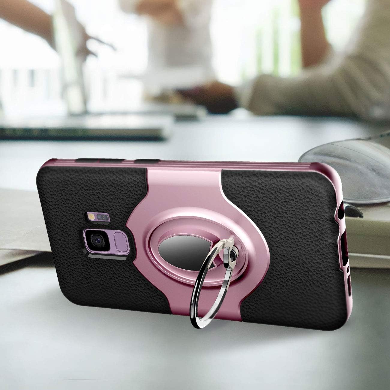 Samsung Galaxy S9 Case - eSamcore Ring Holder Kickstand Cases + Dashboard Magnetic Phone Car Mount [Rose Gold]