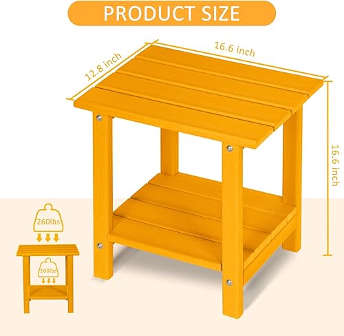 Miniatura 3 de Mesa auxiliar de 2 niveles para exteriores HDPE Adirondack mesa auxiliar para patio con grano similar a la madera, mesa auxiliar resistente a la