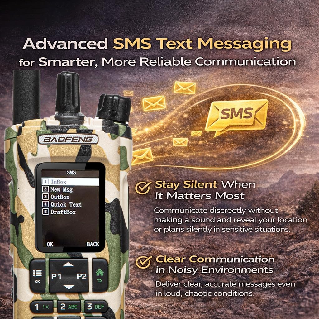 BAOFENG DM32 DMR Ham Radio: 10W Long Range Walkie Talkie Dual Band for Work Teams- GPS & USB-C Rechargeable Two Way Radio for Outdoor Hunting Emergency Security Camo