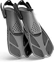 Greatever Adjustable Open Heel Snorkel Fins - Short Travel-Size Swim Flippers for Snorkeling, Diving & Swimming - Adult Men Women