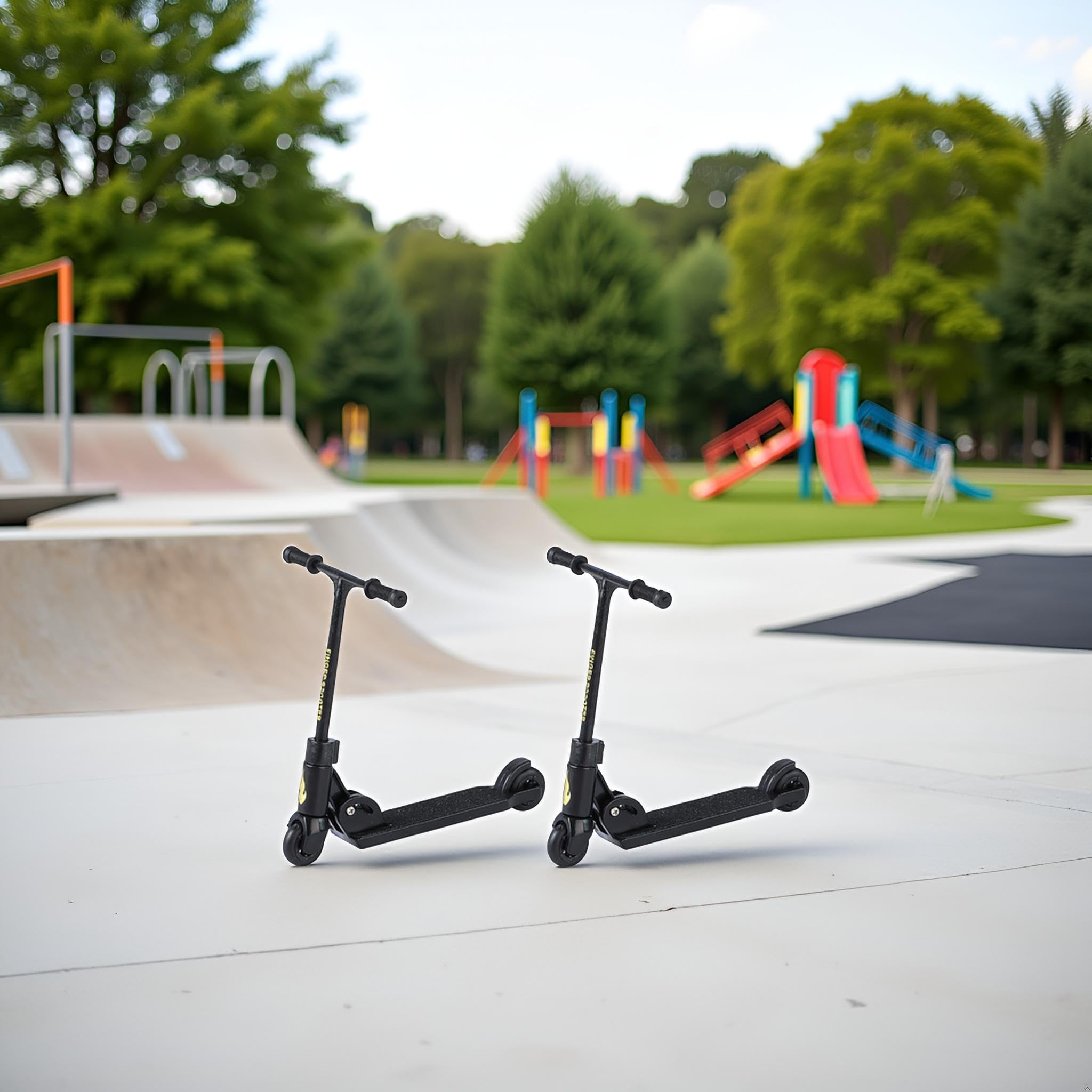 Lot 3 Trottinettes Miniatures à Doigt – 2 Roues, Frein, Planche Et Vélo – Noires