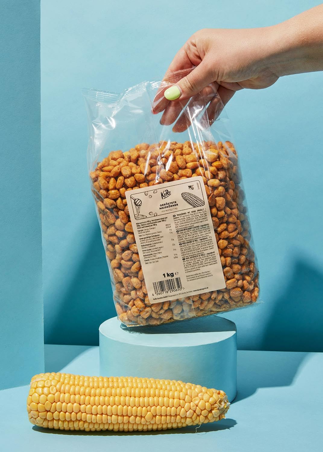 KoRo - Mais tostato con miele 1 kg - snack dolce e salato - super crunchy - vegetariano