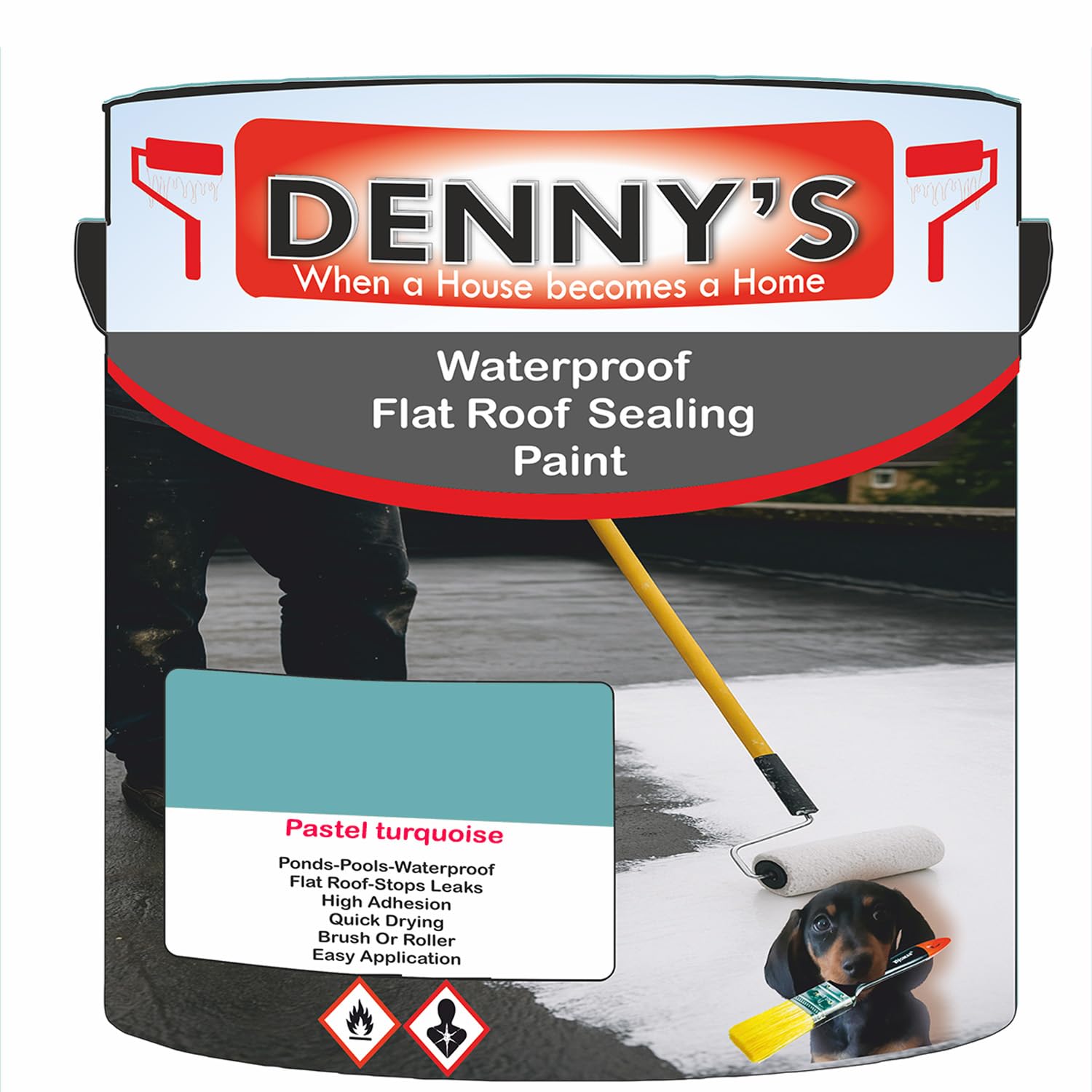 SCOOBYS PAINTS BACK IN THE MIX Chlorinated Rubber Flat Roof Paint – Waterproof Roof Sealer & Leak Repair Coating, Quick Drying, High Adhesion (Pastel turquoise, 1 Litre Tin) — image 1