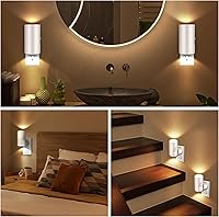 Vista 3 de LED Plug-in Wall Night Light with Dimmable 0-300 Lumens, 3000K Soft White, Auto On/Off Light Sensor & Adjustable Head for Hallway, Stairs, Bedroom,2
