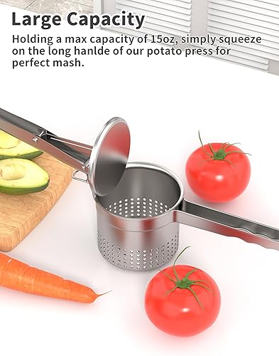 Miniatura 5 de Livilord Large 15oz Potato Ricer, Heavy Duty Stainless Steel Ricer for Mashed Potatoes, Sweet Potato Masher Kitchen Tool with Ergonomic Handle,