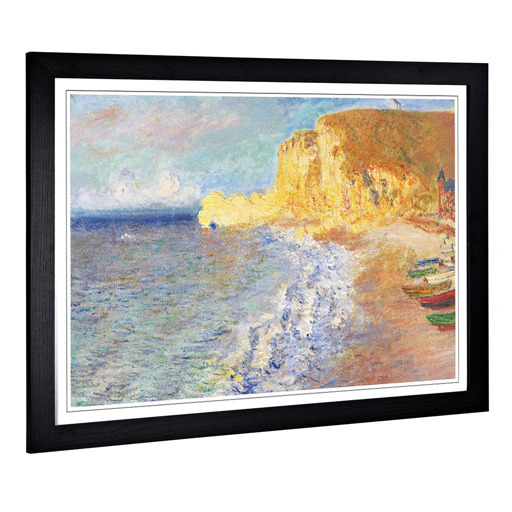 Big Box Art Framed Print of Claude Monet Morning in Etretat Design | Wall Art Picture | Home Decor for Kitchen, Living Room, Bedroom, Hallway, Black, A2 / 24.5x18 Inch / 62x45cm