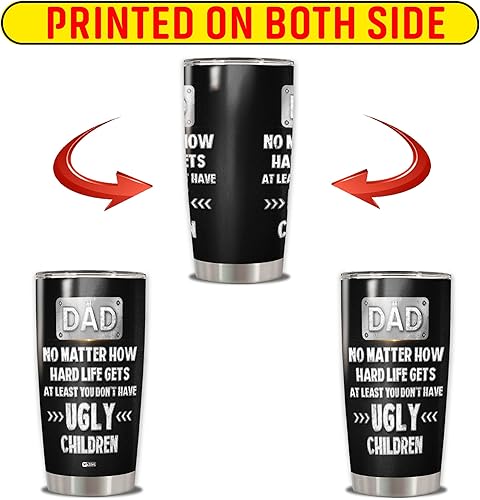 Miniatura 6 de Vaso de acero inoxidable con aislamiento para niños feos de 20 onzas, taza de viaje al vacío, regalos para mejor papá, marido, hombres, de hija,