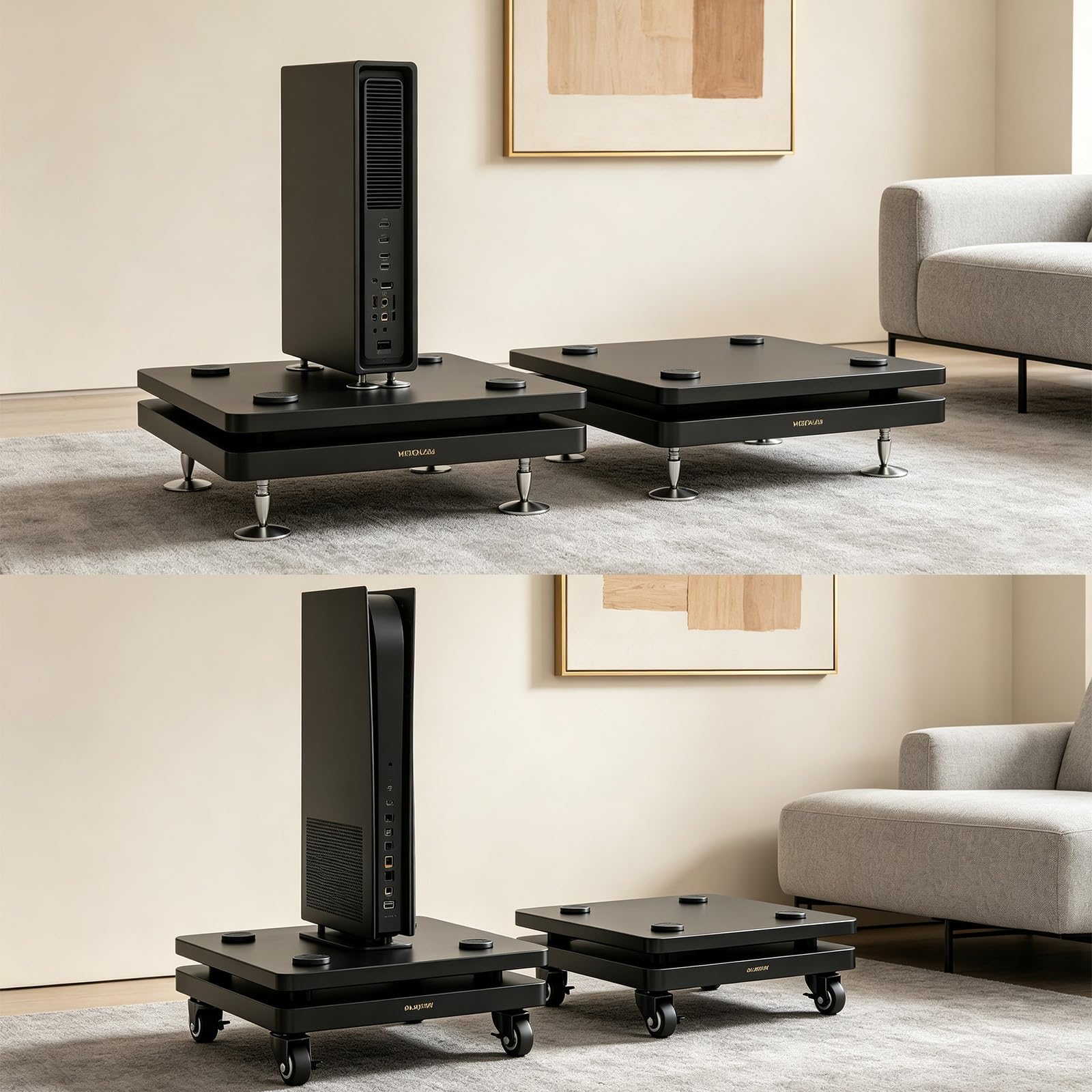 Lautsprecher-Isolationsständer mit verstellbaren Spike-Füßen, Subwoofer-Plattform, MDF-Audiobasis for Studiomonitor, Boden-HiFi-System und Heimkino, Vibrationserhöhung