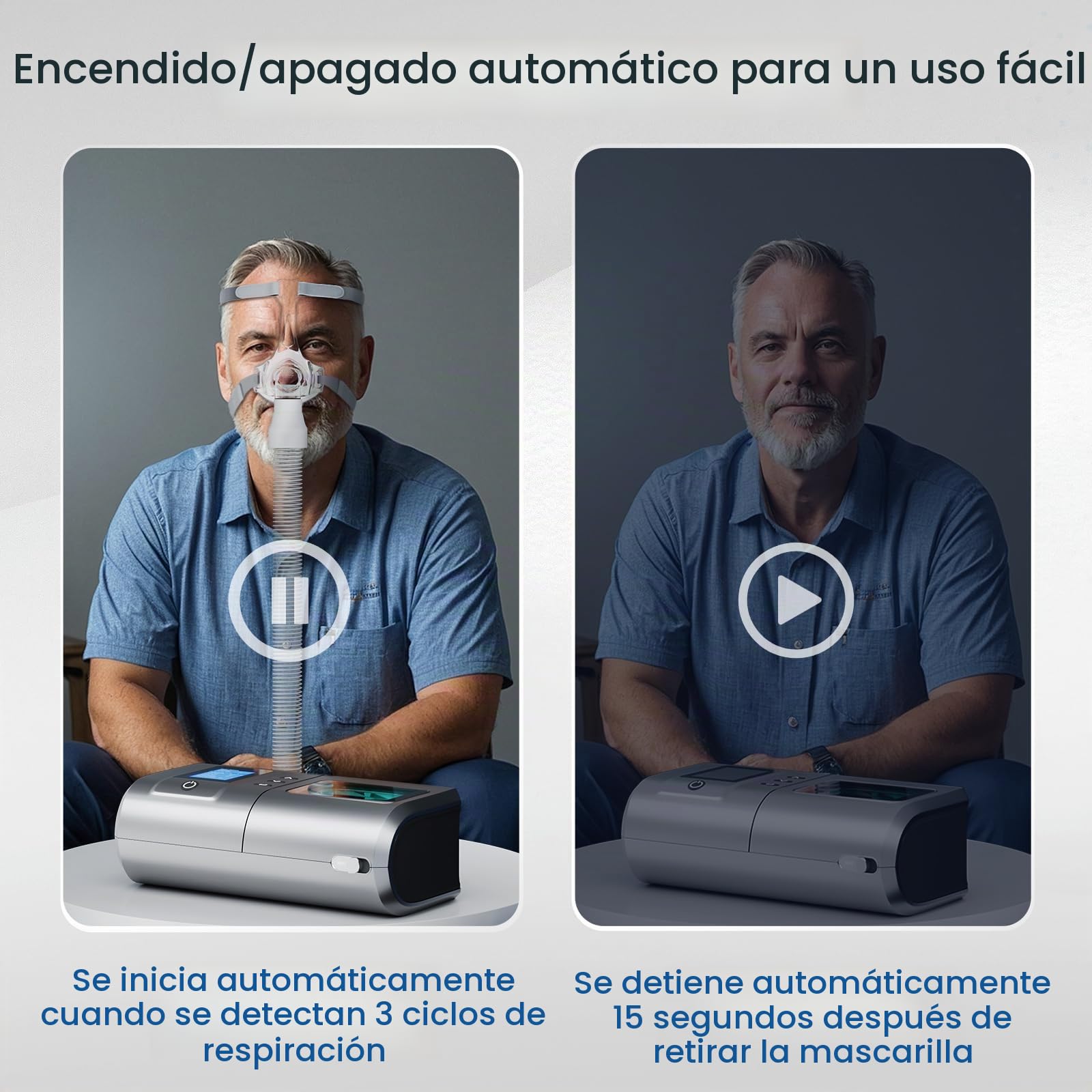 Dispositivo para Apnea del Sueño, máquina de respiración automática completa con modos dobles ajustables, ventilador para dormir, máquina para viajes y hogar con todos los accesorios y bolsa de viaje