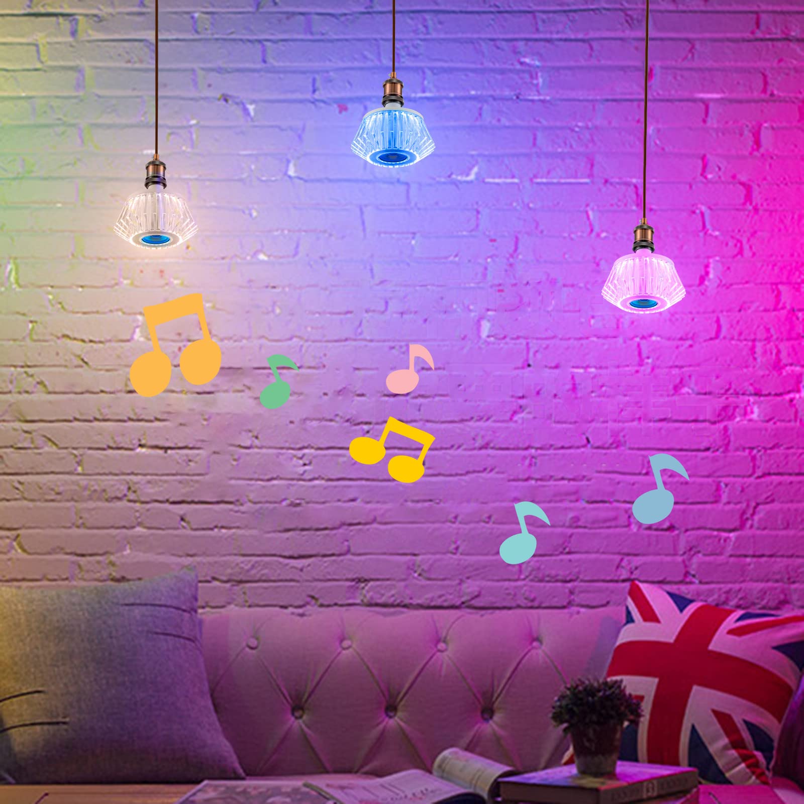 Inteligentna lampa LED z głośnikiem Bluetooth, zmieniająca kolor żarówka Bluetooth Głośnik - współpracuje z podstawą E27-24-klawiszowy zdalnego sterowania Zmiana koloru do dekoracji świątecznych/256