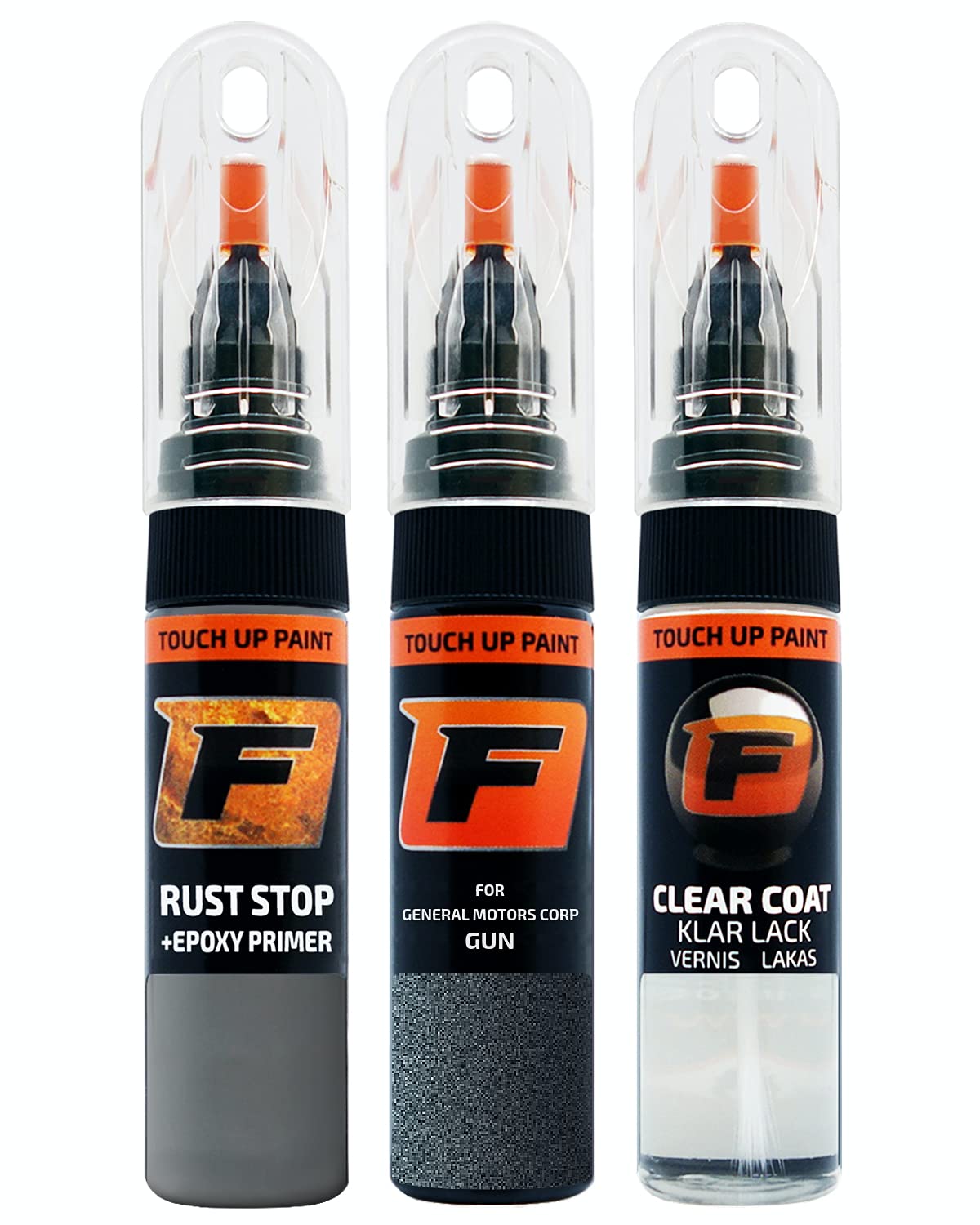 FIRANTO Car Paint Touch-Up Kit compatible with General Motors Corp GUN Dark Shadow - 3-in-1 Car Paint Scratch Repair Set includes 15ml Touch Up Paint Pen w/Brush, Primer, Lacquer