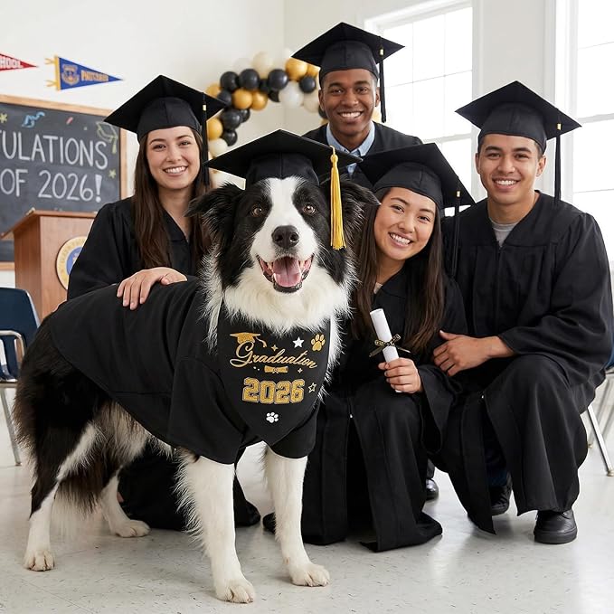 7 Pzs Disfraz Graduación Perro Gato con Birrete y Banda miniatura 8