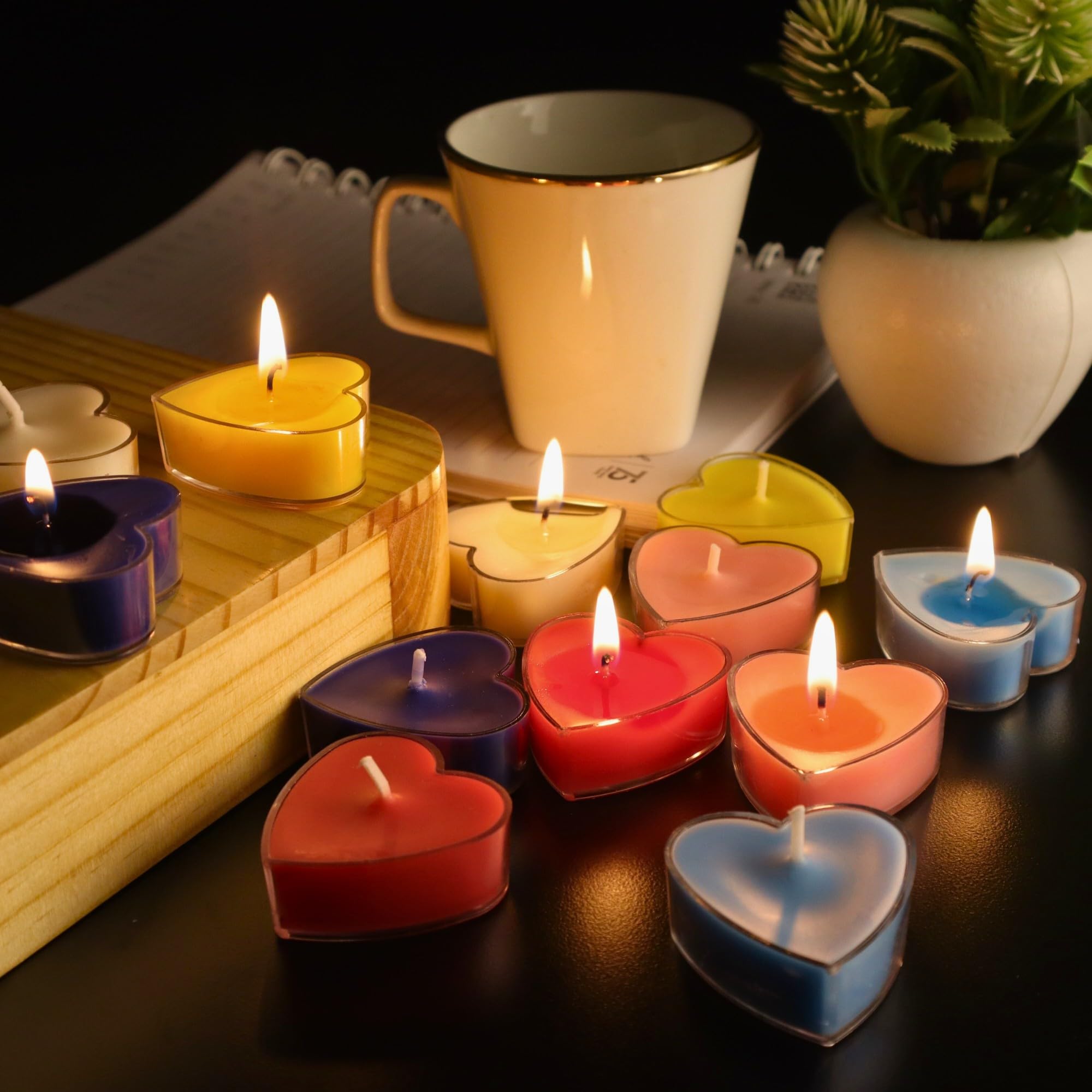 Shraddha Creation Heart Shape Candles, Multi Colour and Fragrance, Pack of 12