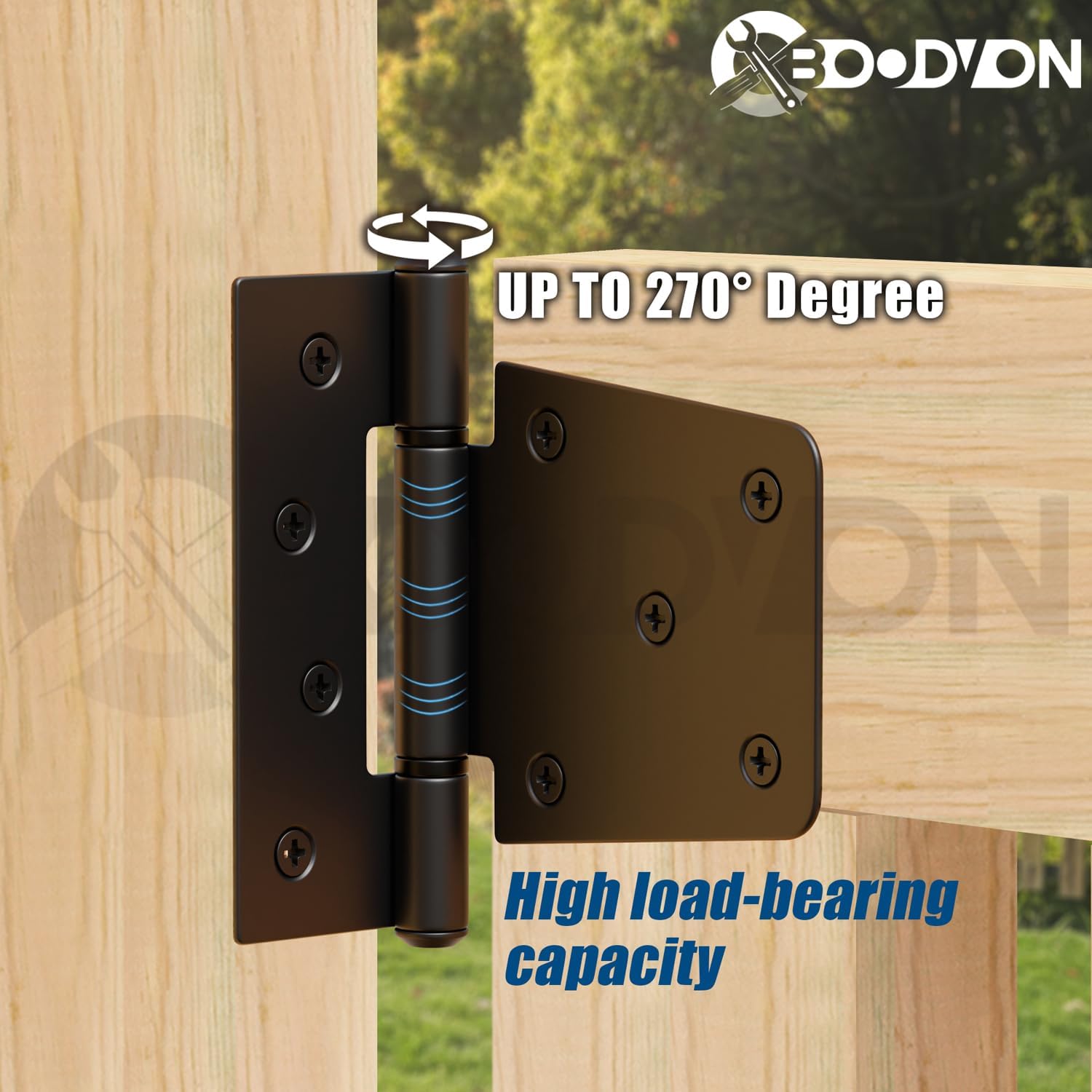 3.5 Inch Heavy Duty Gate Hinges, Extra Thick Black Shed Barn Door Hinges for Wooden Fences, Yard Gate, Vinyl Fence Gate, Garage, Gate Door Hinges for Indoor Outdoor(2 Pack)