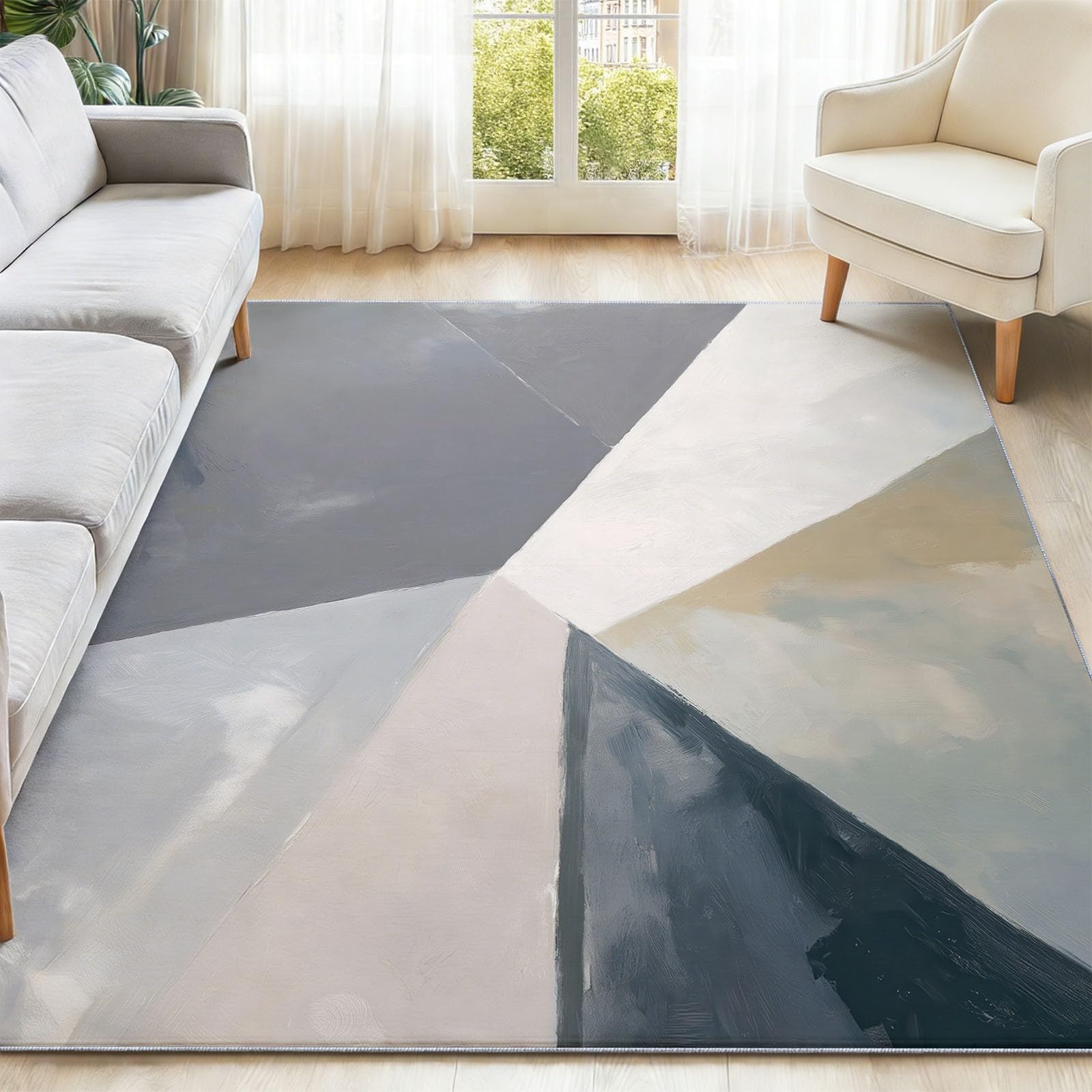 Dywan do salonu 140 x 200 cm, abstrakcyjne linie płynów, duży rozmiar krótkowłosy dywan do sypialni dla dorosłych, zmywalny i antypoślizgowy, szary