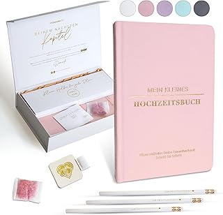 Mein kleines Hochzeitsbuch, Hochzeitsplaner Deutsch mit >190 Seiten, Wedding Planner, Hochzeitsplaner Buch, Verlobungsgeschenk für beide, Geschenk zur Verlobung und Hochzeit – Pink