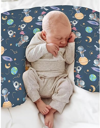 Miniatura 4 de Fundas de almohada de lactancia para niños y niñas, diseño de astronauta, planetas, galaxia, barco, luna, estrellas, funda de almohada para