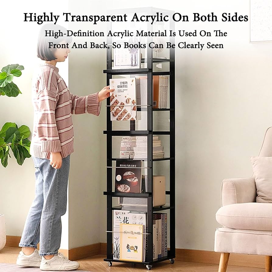 本棚 (回転式本棚) ５段 Amazon｜竹製回転式本棚 5段 本棚 回転 大容量 絵本棚 省