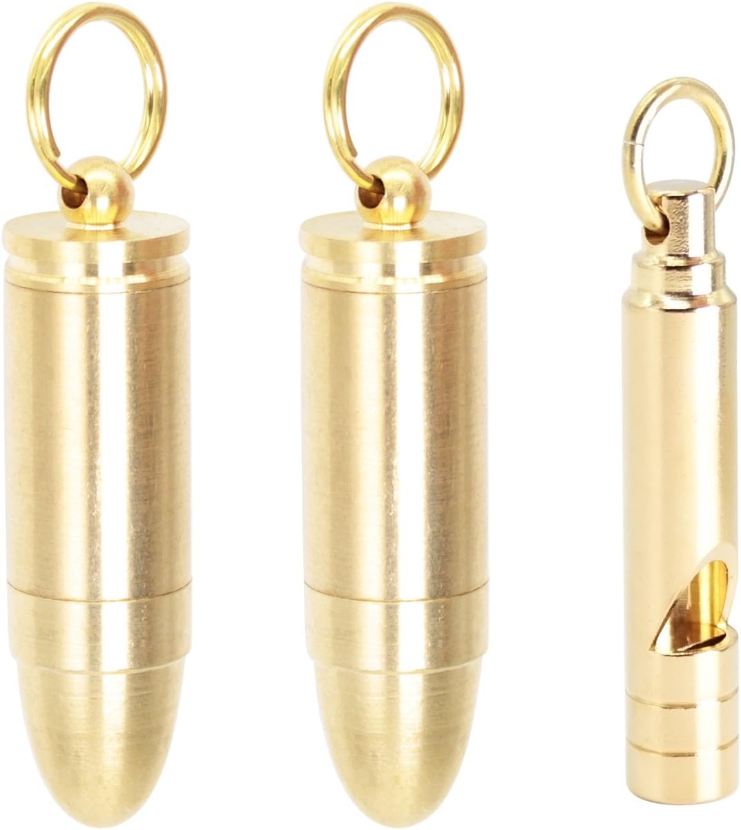 EDC Bullet Lighter - Waterproof Fire Starter - 2 Pack Peanut Lighter & 1 Pack Brass Whistle for Survival and Emergency Use Bonus Inculded 6 Lighter flint, 1 Windproof wick