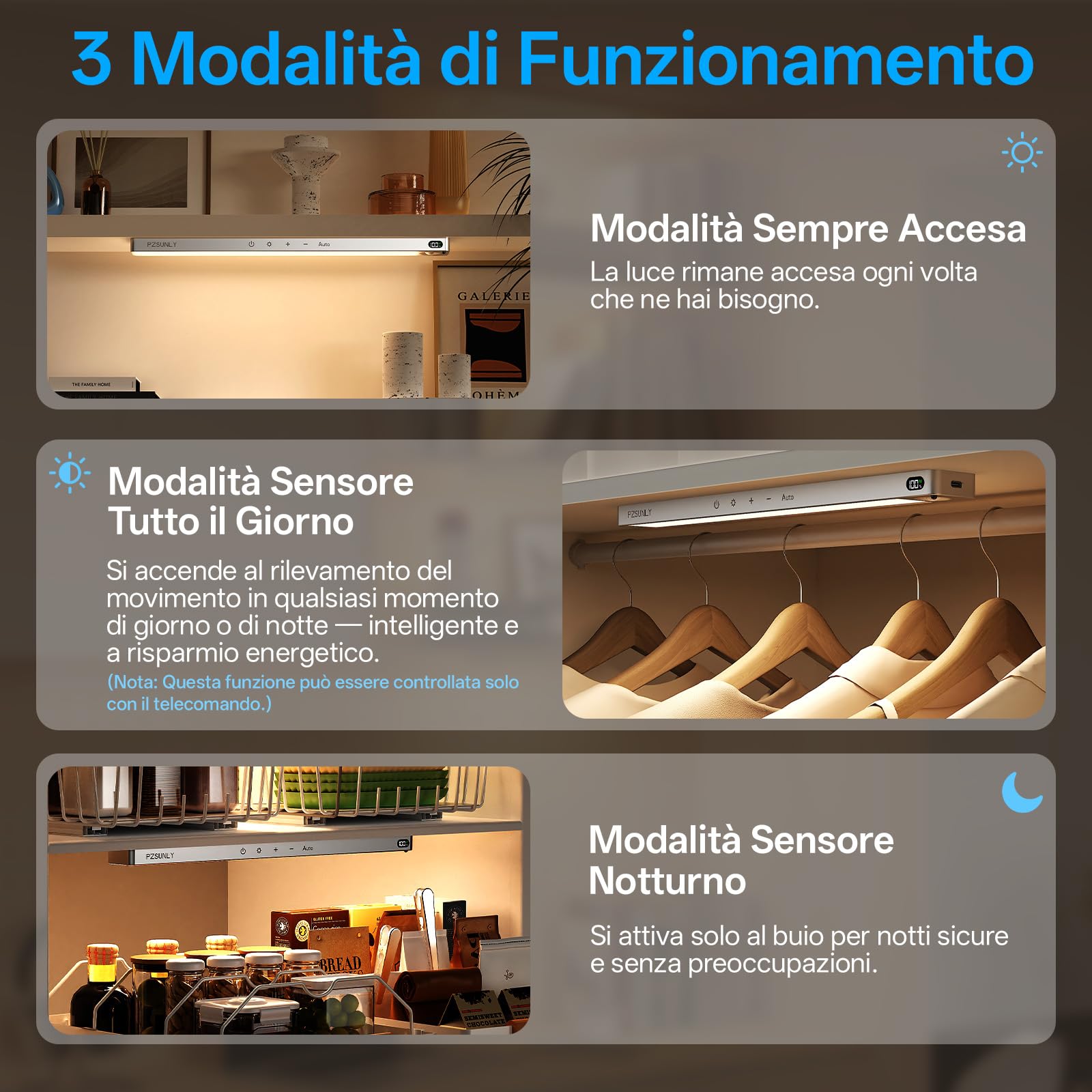 Led Sottopensile Cucina - 2200 mAh Luce Sottopensile Cucina Led con Sensore di Movimento e Telecomando, Display della Batteria, Lampada Notturna per Armadio, Camere da Letto (2 pcs,argento)