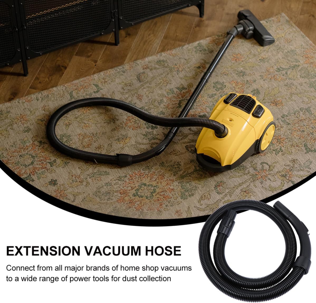 Extension Vacuum Hose for Vacuum Cleaner Accessory, Eva Material with Threaded Connector, Works with Multiple Power Tools, for Dust Collection and Shop Cleaning, Universal