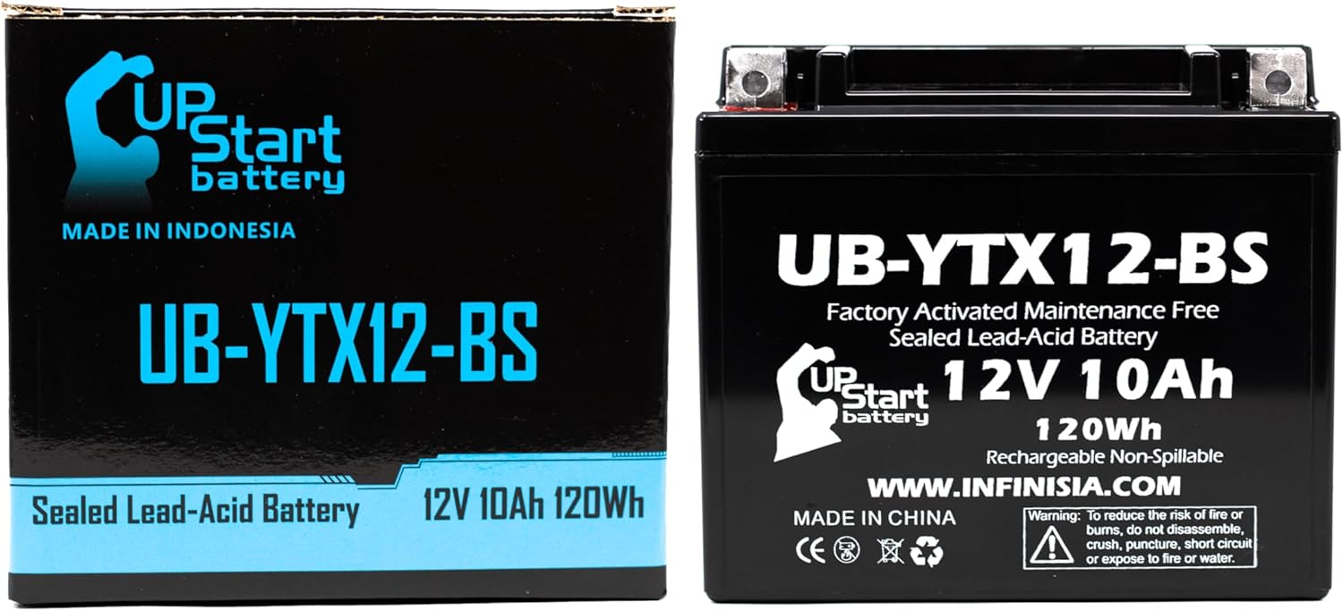 Replacement for 2004 Suzuki VL800 Intruder Volusia, 800 CC Factory Activated, Maintenance Free, Motorcycle Battery - 12V, 10Ah, UB-YTX12-BS