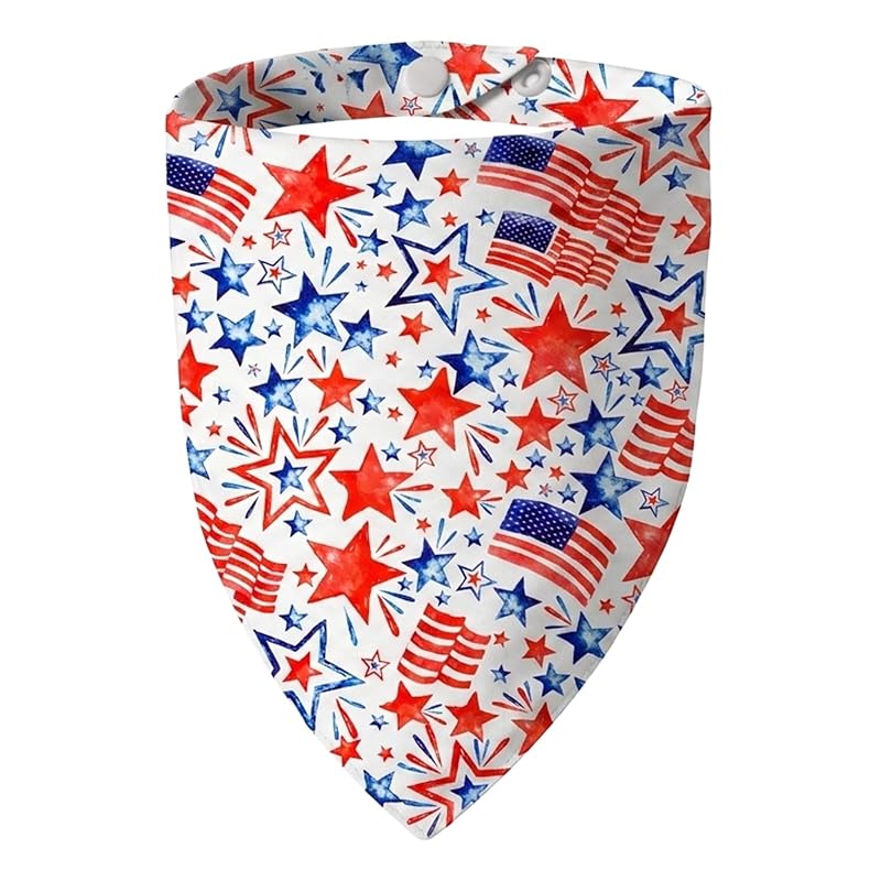 Bandana para Cães ICEMOOD com Estampa American Flag C e Botão de Pressão Ajustável, Tamanho Médio
