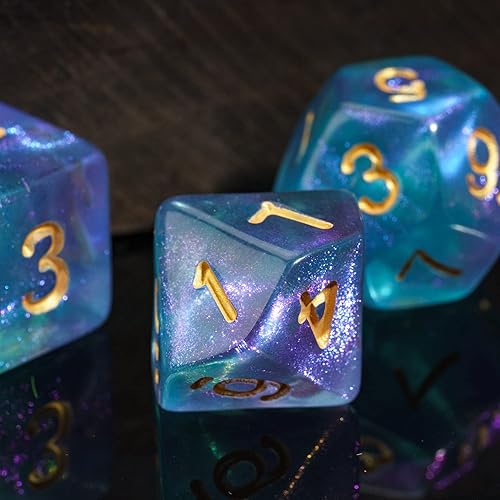 Miniatura 5 de Juego de dados DND de 7 dados poliédricos con una bolsa de dados de cuero, juego de dados D&amp;D para Calabozos y Dragones, RPG, juegos de mesa MTG