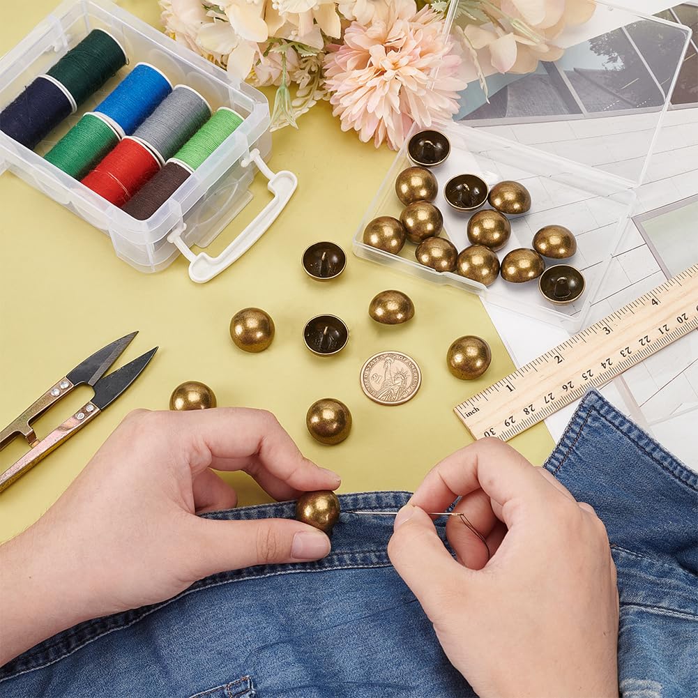 UNICRAFTALE 20Pcs Metal Mushroom Domed Buttons Round Sewing Buttons Shank Button Half Round Coat Sewing Button Dome Mashroom Shank Buttoning for DIY Sewings Clothing Coats Home Clothes Project - Image 2