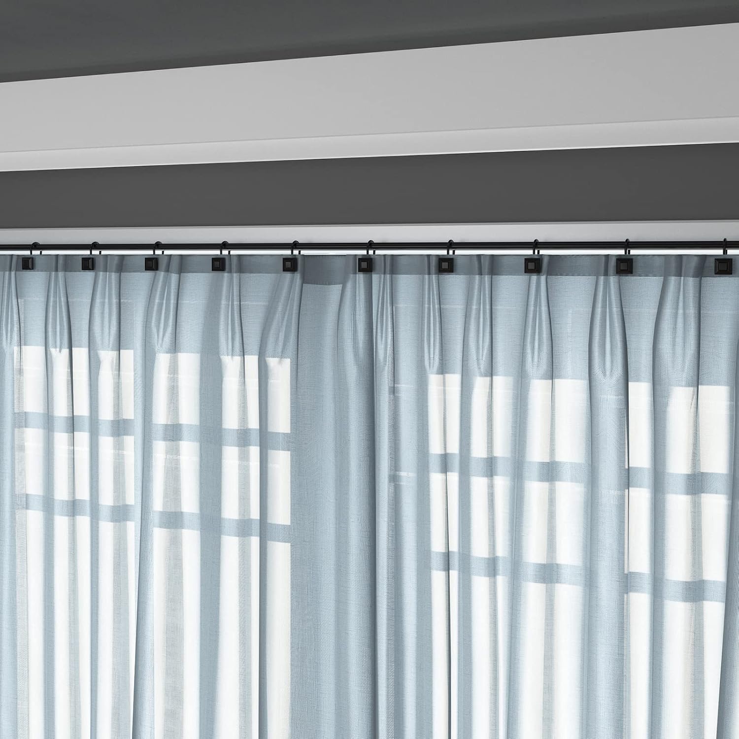 GILLAS Shower Curtain Decorative Hooks, Set of 12 Shower Curtain Rod Rings for Bathroom Rust Resistant Square, Black : Home & Kitchen