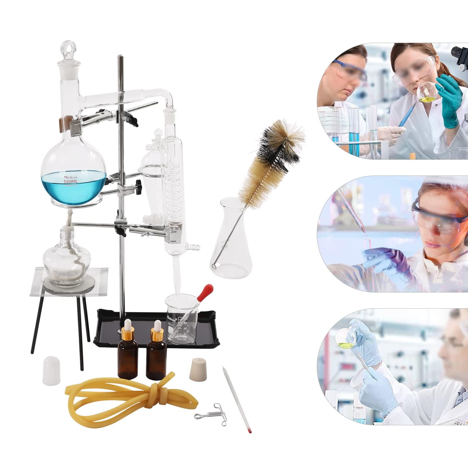 Aparato De Destilación De Laboratorio, Aparato De Destilación De Extracción De Aceite Esencial De Laboratorio De 500 Ml, Kit De Cristalería De Laboratorio De Química, Para Destilación, Separación