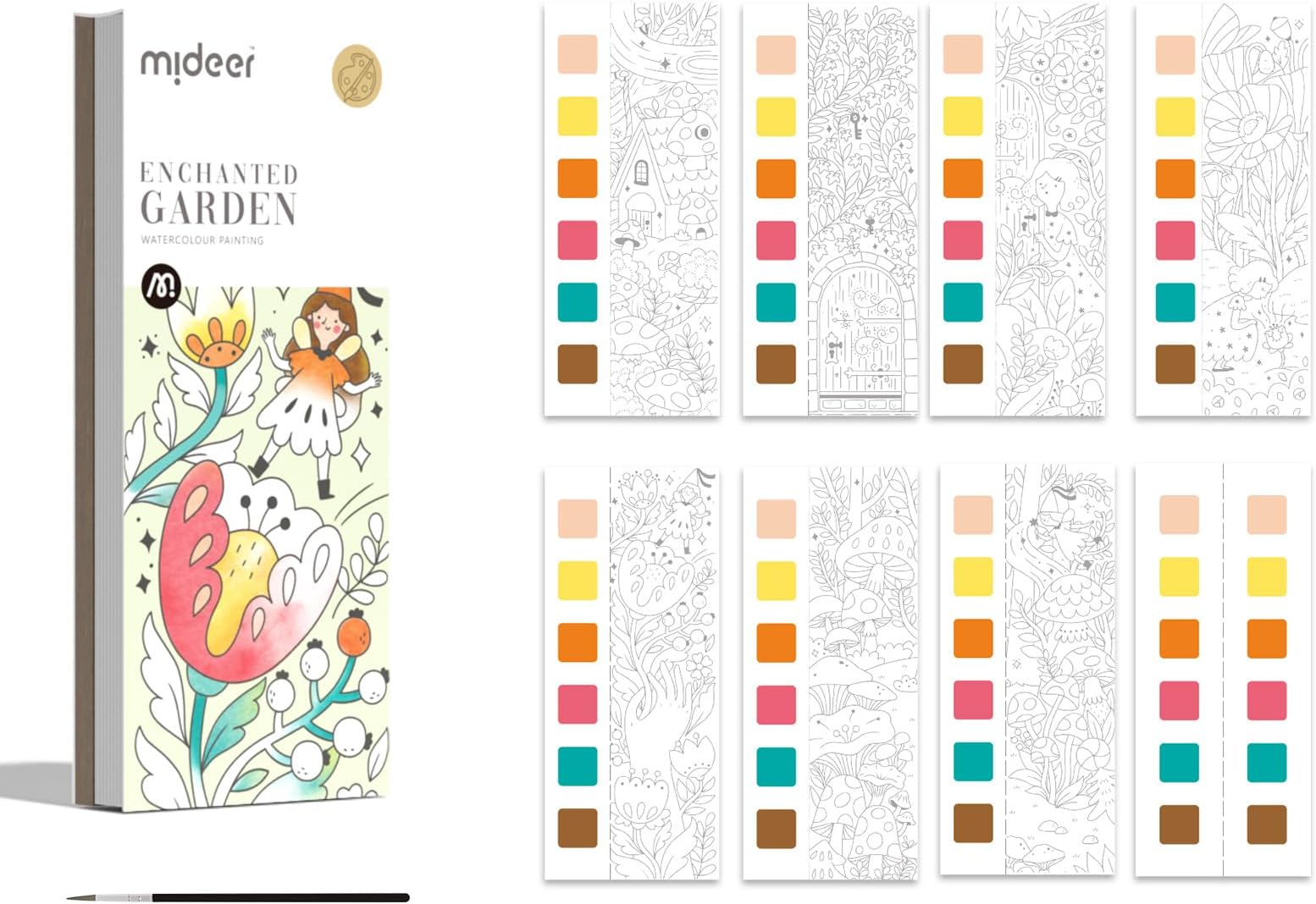 Pocket Watercolor Painting Book for Kids Ages 4-8+, Mess Free Paint with Water Coloring Books, Travel Watercolor Kit, Party Favors Arts Crafts Birthday Gifts for Girls - Enchanted Garden