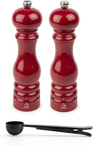 Peugeot Paris u'Select - Juego de regalo de molinillo de sal y pimienta de 9 pulgadas, color rojo pasión, con cuchara de especias de acero