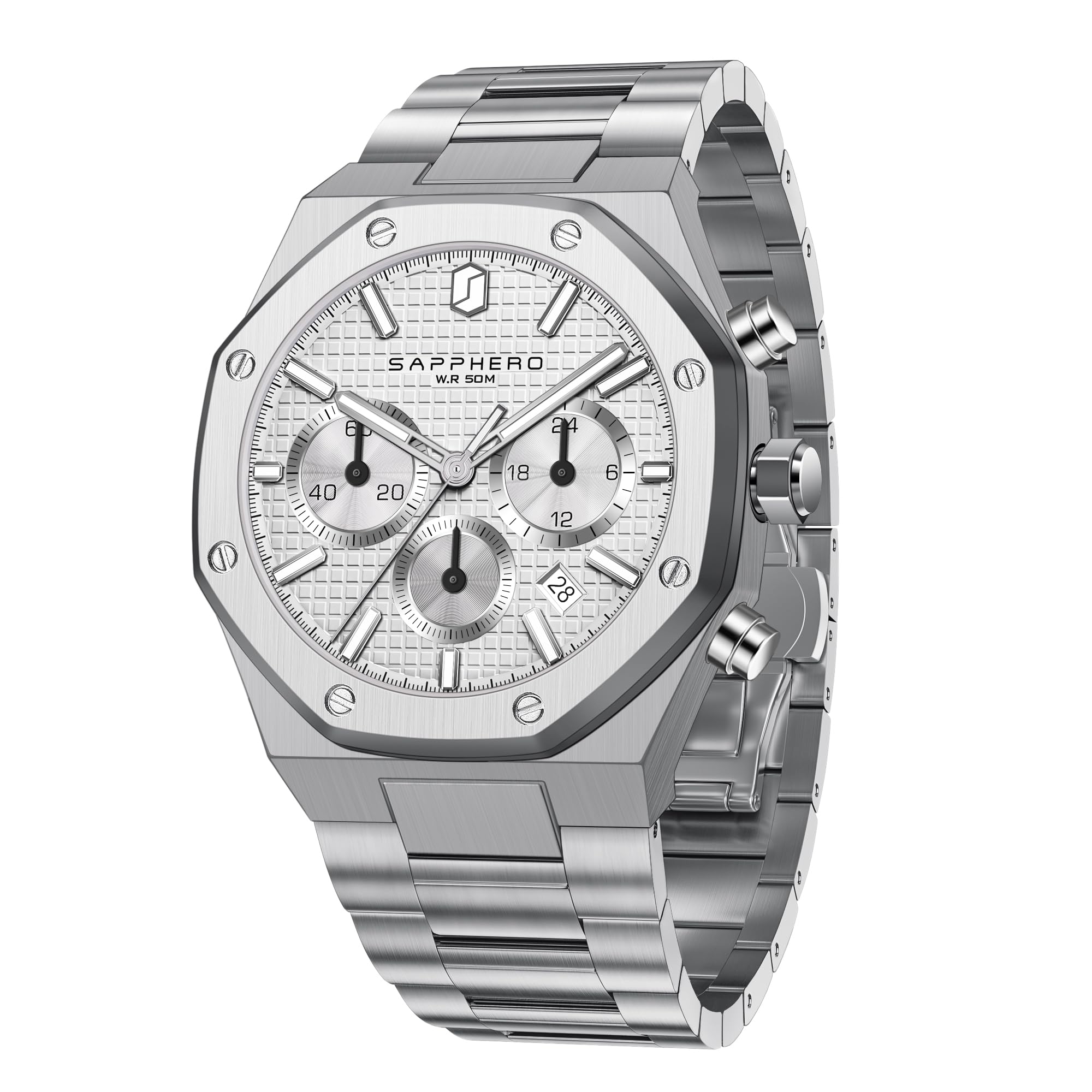 SAPPHERO Uhren Herren Uhren für Männer Luxus Herrenuhr wasserdichte Herrenarmbanduhr Business Datum Sport Zeit Mode Edelstahl