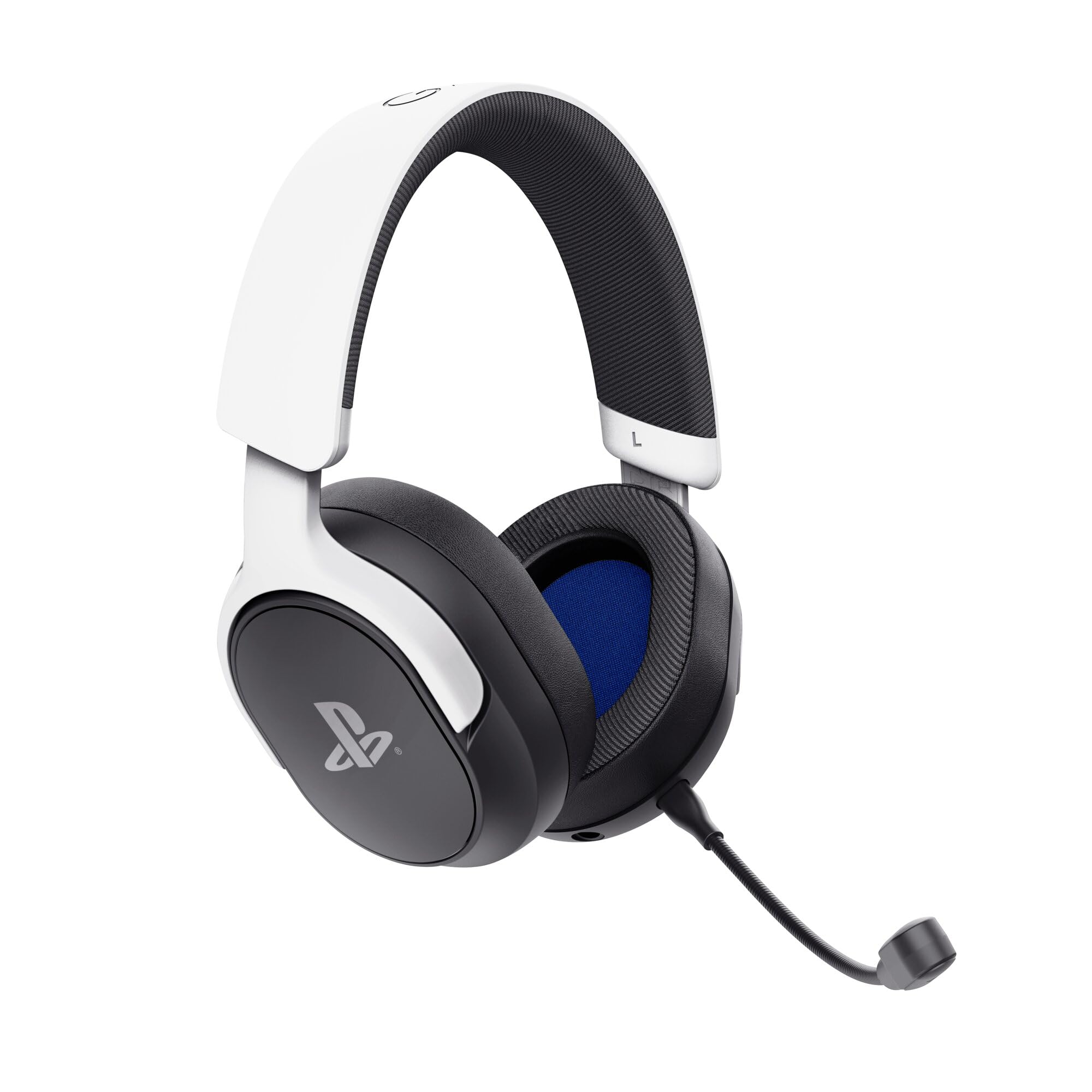 GXTrust 499BW Forta Cuffie Gaming Wireless con Licenza Ufficiale PlayStation 5, 2.4G Bassa Latenza, Ricevitore USB, 55 Ore di Gioco, Driver da 50 mm, Cuffie da Gaming PS5 Over Ear, Nero/Bianco