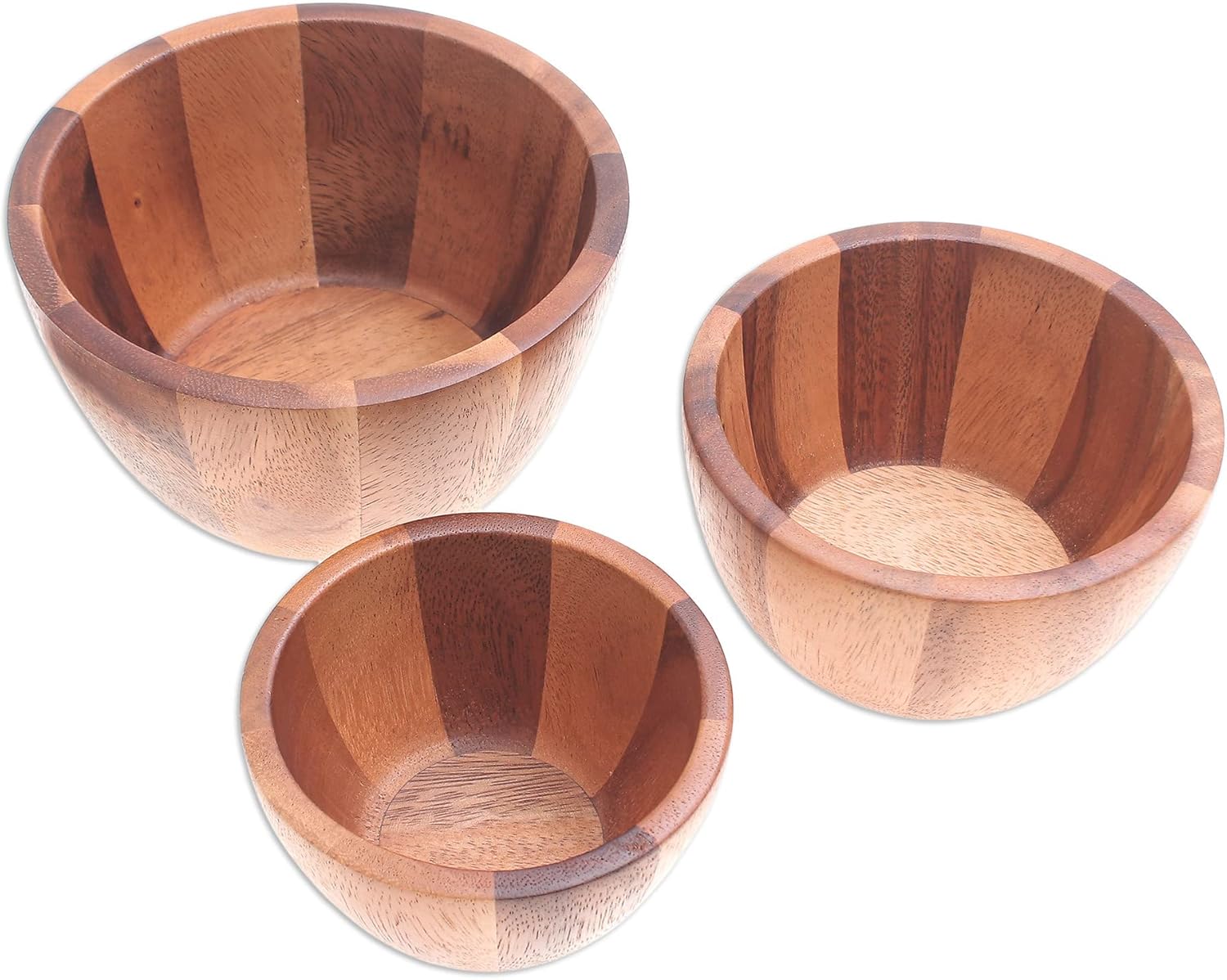 NOVICA Handcarved Wood Serving Bowls Raintree Set of 3 Brown Thailand Tableware Serveware 'Gather Round'