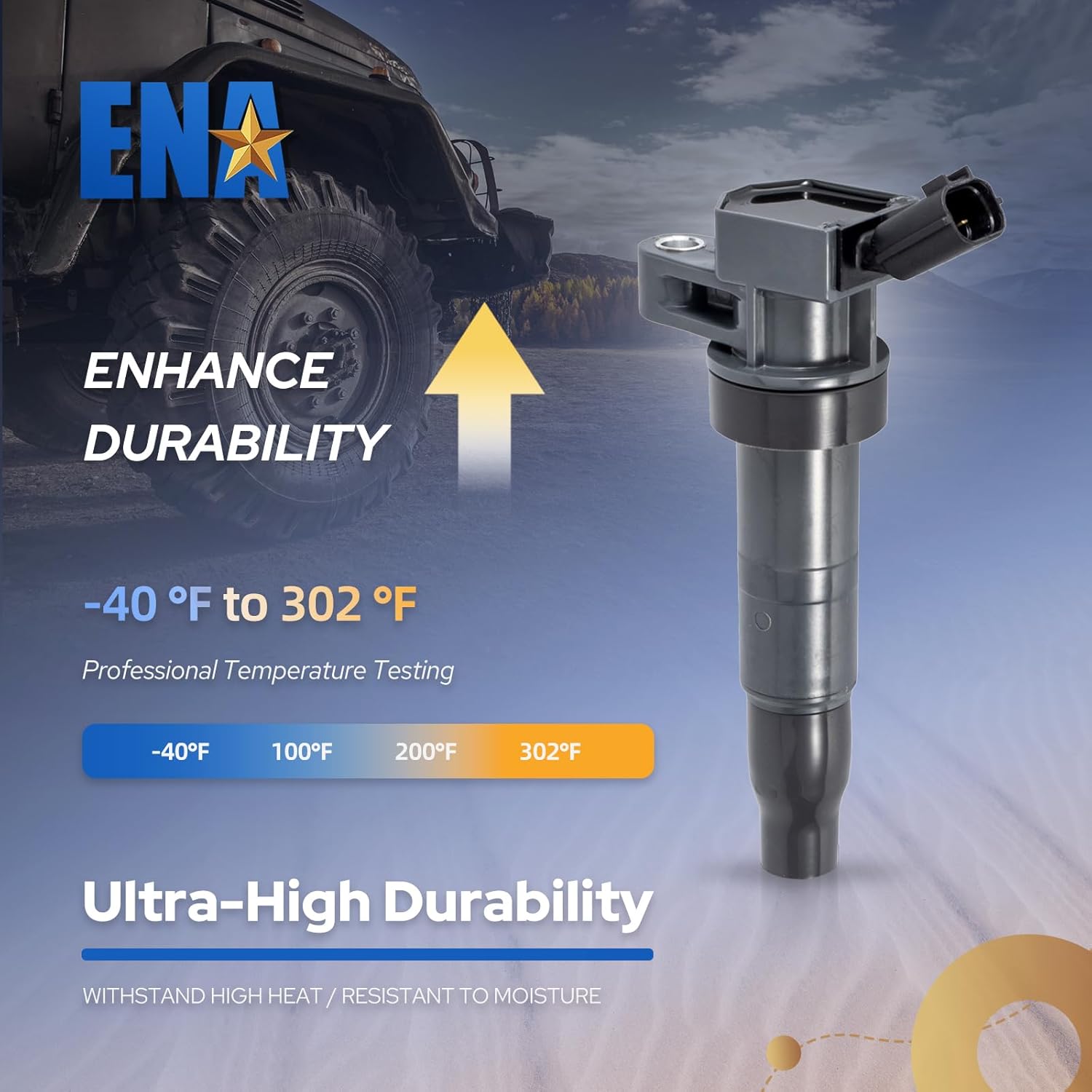 ENA Ignition Coil Pack UF611 Compatible with Hyundai Kia Tucson Santa Fe Sonata Sportage Forte Sorento 2008 2009 2010 2011 2012 2013 2014 2015 2016 2.0L 2.4L L4 Coils Set of 4 Replacement for GN10568