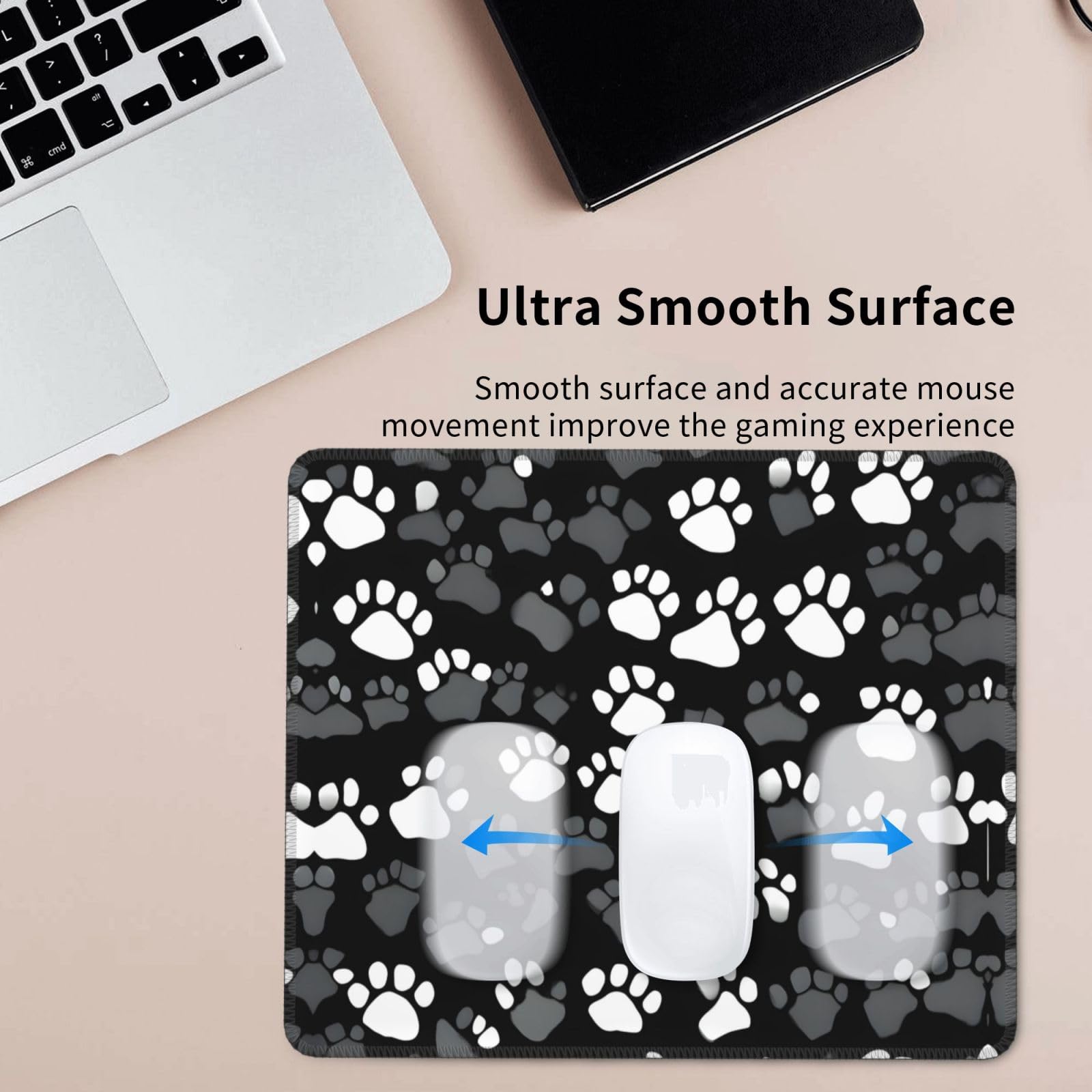 Tapis De Souris Kriture 26x21 Cm - Bord Cousu - Base Caoutchouc Antidérapante - Noir - 3 Mm D'Épaisseur