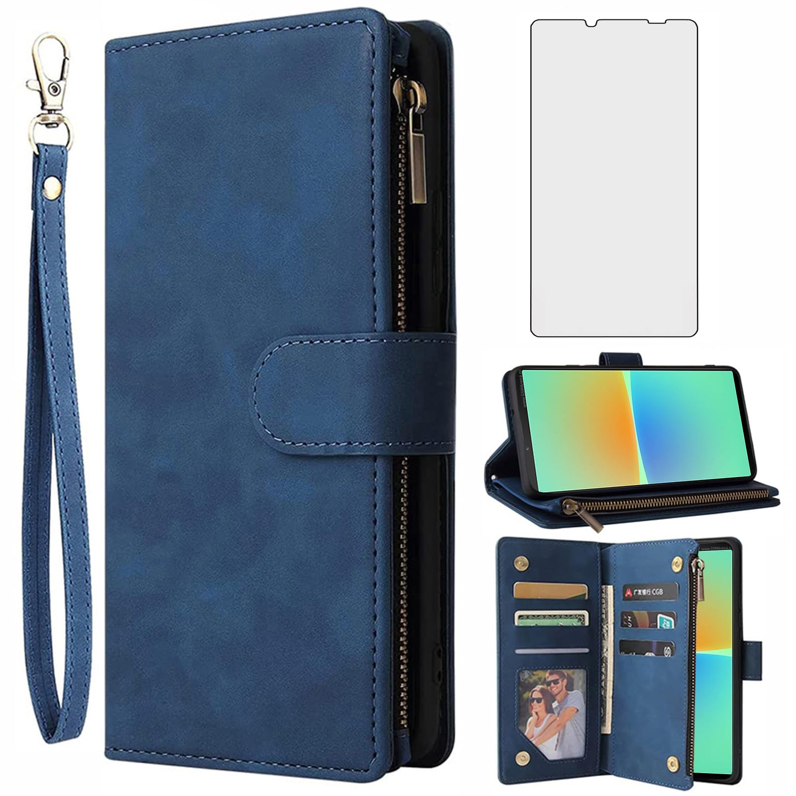 Asuwish Phone Case For Sony Xperia 10 IV Wallet Cover And Screen Protector Zipper Card Holder Slot Stand Leather Cell Accessories Protective Magnetic Flip Folio Experia 10IV 5G XQ-CC72 Women Rose Gold - View #10