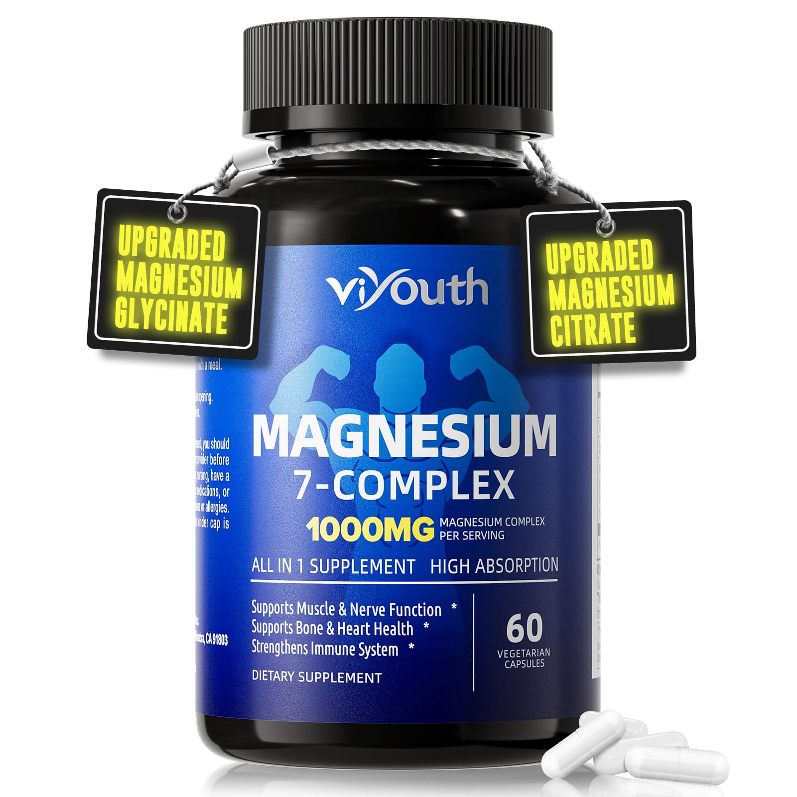 Magnesium 7 Complex Supplement, 7 Forms of Magnesium for Sleep & Muscle 60 Count (Pack of 1)