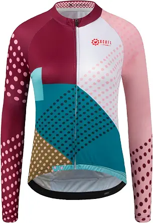 GCRFL Women's Long Sleeve Cycling Jersey with 3+1 Zipper Pockets