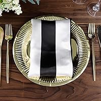 Vista 5 de Efavormart - 5 servilletas de satén a rayas negras y blancas para decoración de mesa de banquetes de boda, fiesta, 20 x 20 pulgadas