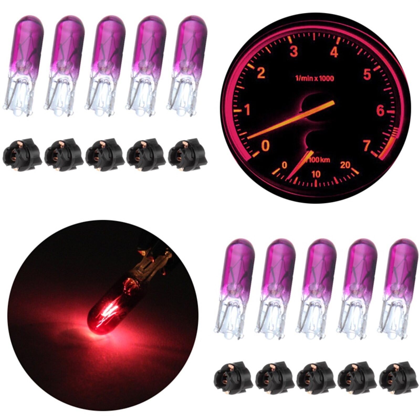 LBRST 10 x T5 Purple 74 73 2721 Halogen Lights Bulbs 10 x T5 74 73 2721 Twist Lock Socket