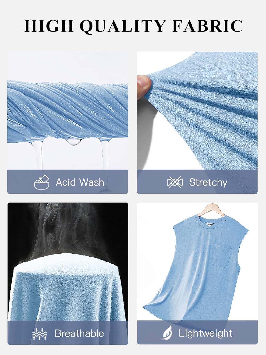 Runcati Mens Sleeveless Tank Tops Workout Cut Off Muscle Shirts Gym Casual Beach Summer Tee with Pocket - Image 5