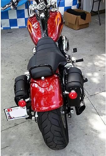 Miniatura 4 de GARGOYLE BELLS Bolsas de cuero para sillín de motocicleta, bolsa de brazo oscilante para softails y helicópteros, bolsas de equipaje de motocicleta,